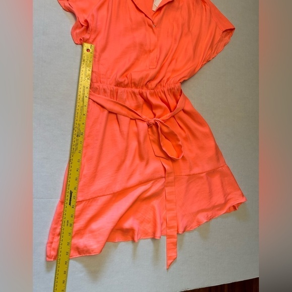 Banana Republic bright orange short sleeve tie waist dress NWT Sz-0 petite. L14 - Picture 12 of 12